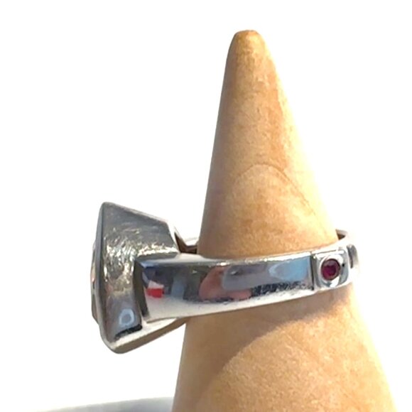 Elle Sterling Silver & Monster Topaz Ring with Signature Ruby Accent — EUC - Picture 8 of 12